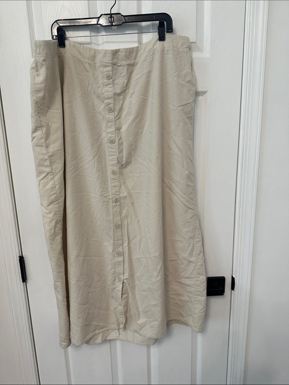 Button-Front Cream Midi Skirt-worn once